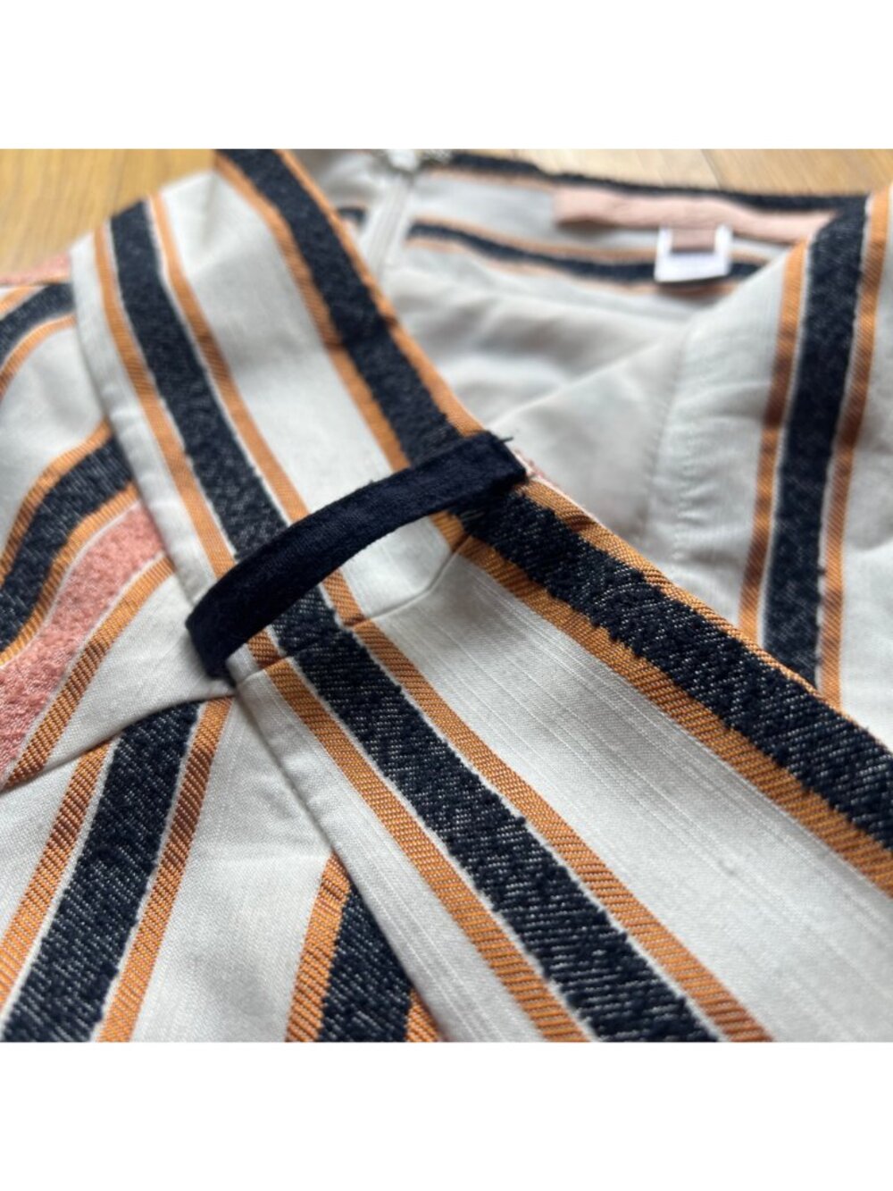 HUTCH size 14 Cream Pink Navy Chevron Knee Length Pencil Skirt - Picture 11 of 14